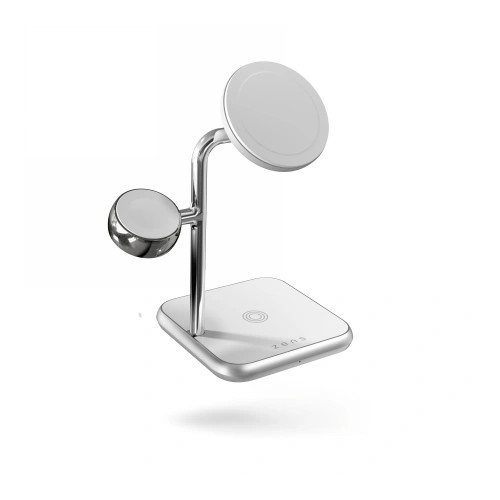 Ładowarka bezprzewodowa ZENS Aluminium 4w1 MagSafe + Apple Watch + USB-C (white)