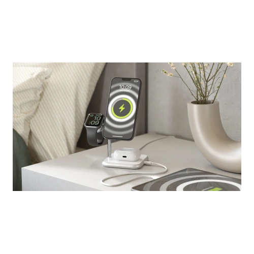 Ładowarka bezprzewodowa ZENS Aluminium 4w1 MagSafe + Apple Watch + USB-C (white)