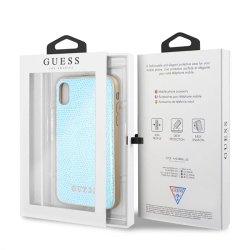 Etui Guess GUHCPXPYLBL Apple iPhone XS/X blue/niebieski Python