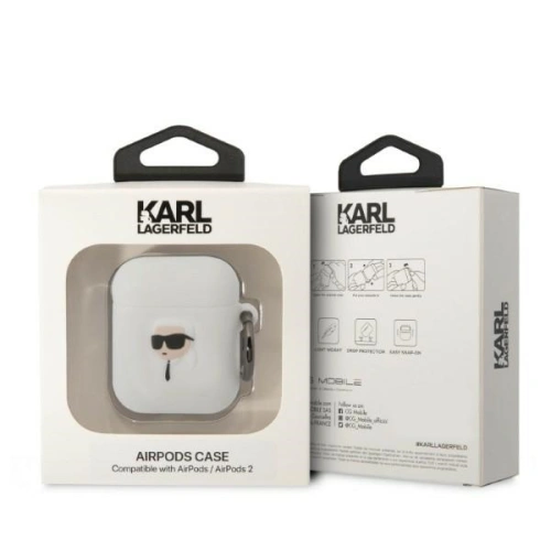 Etui Karl Lagerfeld KLA2RUNIKH Apple AirPods 2/1 biały/white Silicone Karl Head 3D