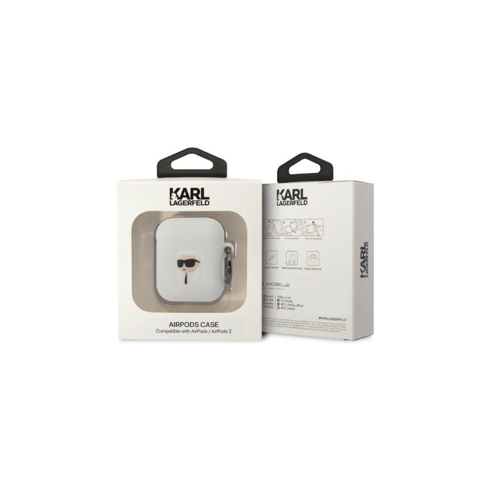 Wholesale Karl Lagerfeld KLA2RUNIKH Apple AirPods 2/1 white Silicone Karl Head 3D - KLD1522 - {ean13} - Hurt