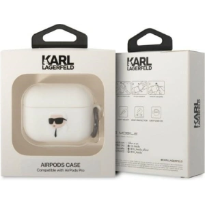 Etui Karl Lagerfeld KLAPRUNIKH Apple AirPods Pro biały/white Silicone Karl Head 3D