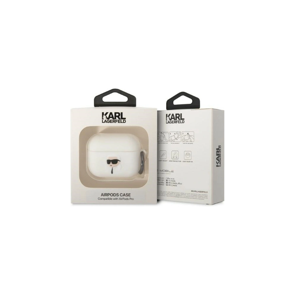 Hurtownia GSM - Etui Karl Lagerfeld KLAPRUNIKH Apple AirPods Pro alb/white Silicon Karl Head 3D - KLD1523 - {ean13} - Hurt