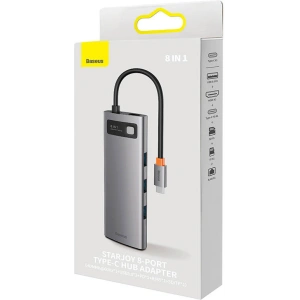 Hurtownia GSM - Hub 8w1 Baseus StarJoy Metal Glam Sorozat, USB-C a HDMI + 3 x USB 3.0 + USB-C PD + RJ45 + SD/TF - BSU3989 - {ean13} - Hurt