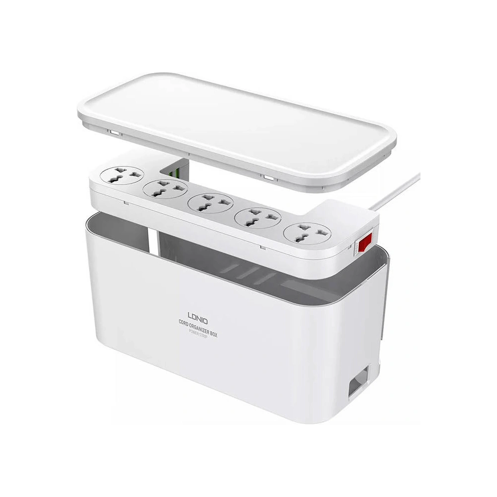 Hurtownia GSM - Áramelosztó szervezővel, 5x AC, 3x USB, LDNIO SN5309, 2500W (fehér) - LDN45 - {ean13} - Hurt