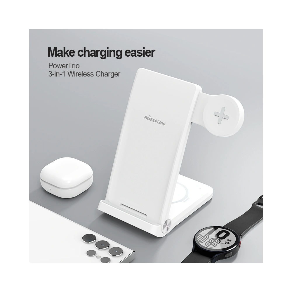 Hurtownia GSM - Bezdrátová nabíječka 3w1 Nillkin PowerTrio 15W Qi + konektor pro Samsung Watch - NLK952 - {ean13} - Hurt