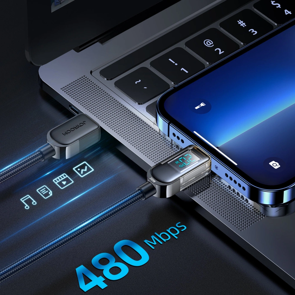Hurtownia GSM - Kabel Joyroom S-CL020A4 USB-C/Lightning 20W LED displej 1,2m černý - JYR609 - {ean13} - Hurt