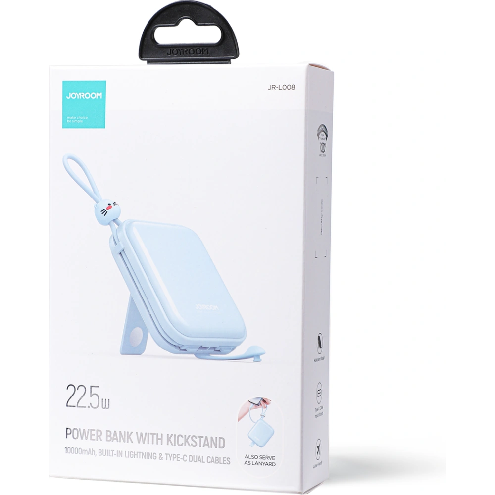 Hurtownia GSM - Powerbank Joyroom JR-L008 Cutie Series 10000mAh 22.5W Stojan + kabely USB-C a Lightning modrý - JYR613 - {ean13} - Hurt