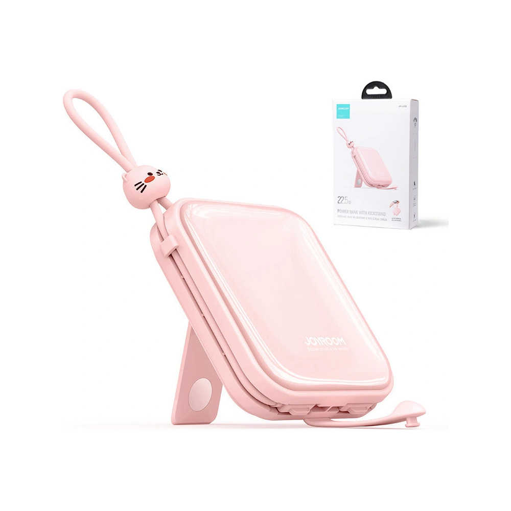 Hurtownia GSM - Powerbank Joyroom JR-L008 Cutie Series 10000mAh 22.5W Stojan + kabely USB-C a Lightning růžový - JYR614 - {ean13} - Hurt