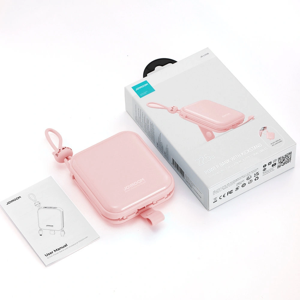 Hurtownia GSM - Powerbank Joyroom JR-L008 Cutie Series 10000mAh 22.5W Stojan + kabely USB-C a Lightning růžový - JYR614 - {ean13} - Hurt