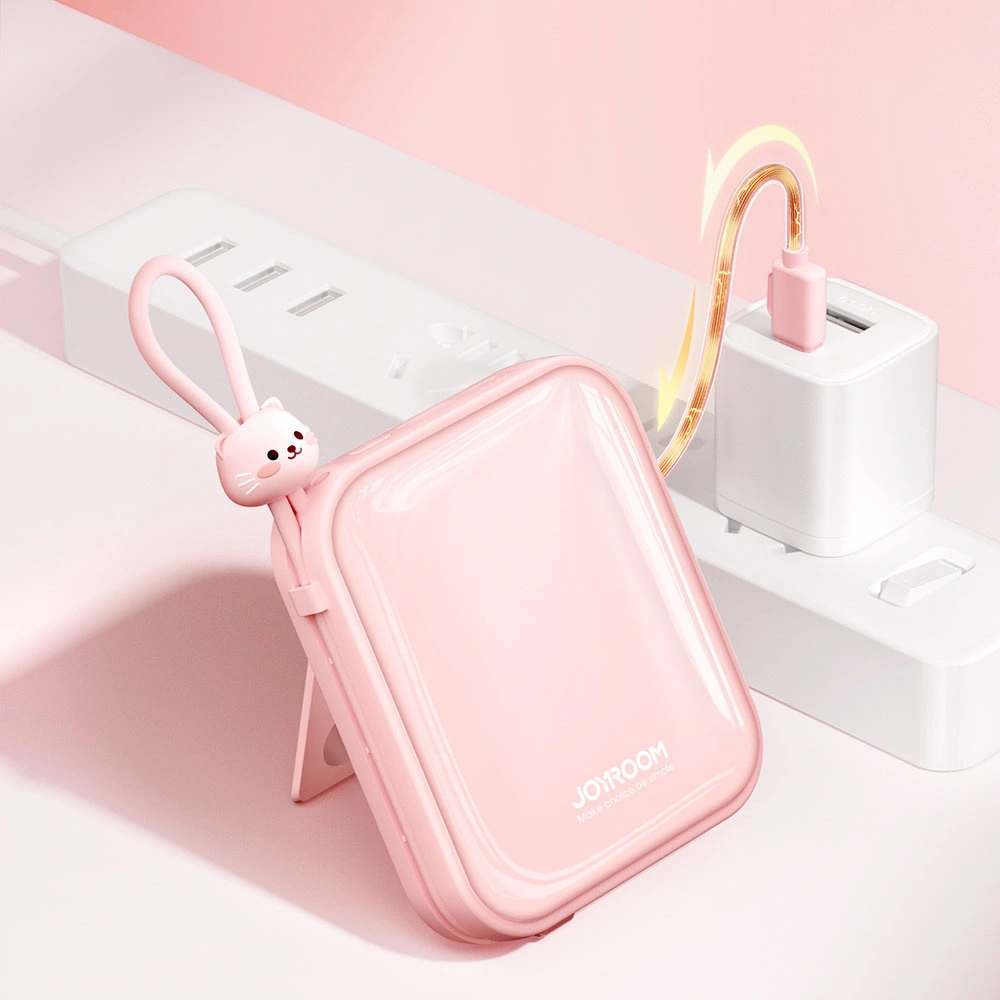 Hurtownia GSM - Powerbank Joyroom JR-L008 Cutie Series 10000mAh 22.5W Stojan + kabely USB-C a Lightning růžový - JYR614 - {ean13} - Hurt