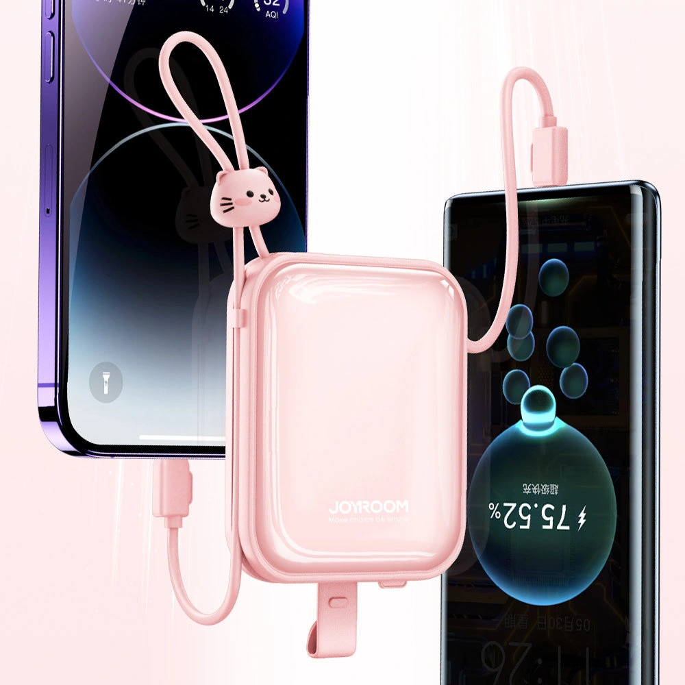 Hurtownia GSM - Powerbank Joyroom JR-L008 Cutie Series 10000mAh 22.5W Stojan + kabely USB-C a Lightning růžový - JYR614 - {ean13} - Hurt