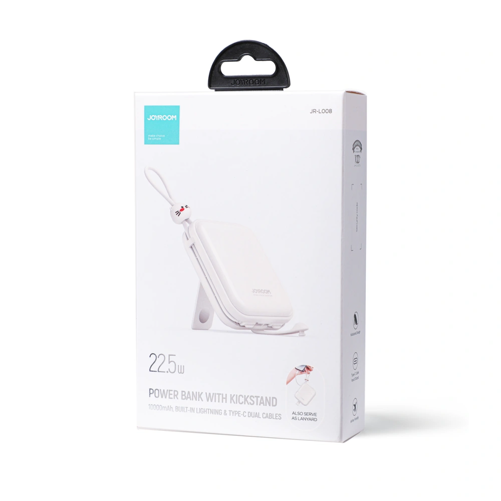 Hurtownia GSM - Powerbank Joyroom JR-L008 Cutie Series 10000mAh 22.5W állvány + USB-C és Lightning kábelek fehér - JYR615 - {ean13} - Hurt