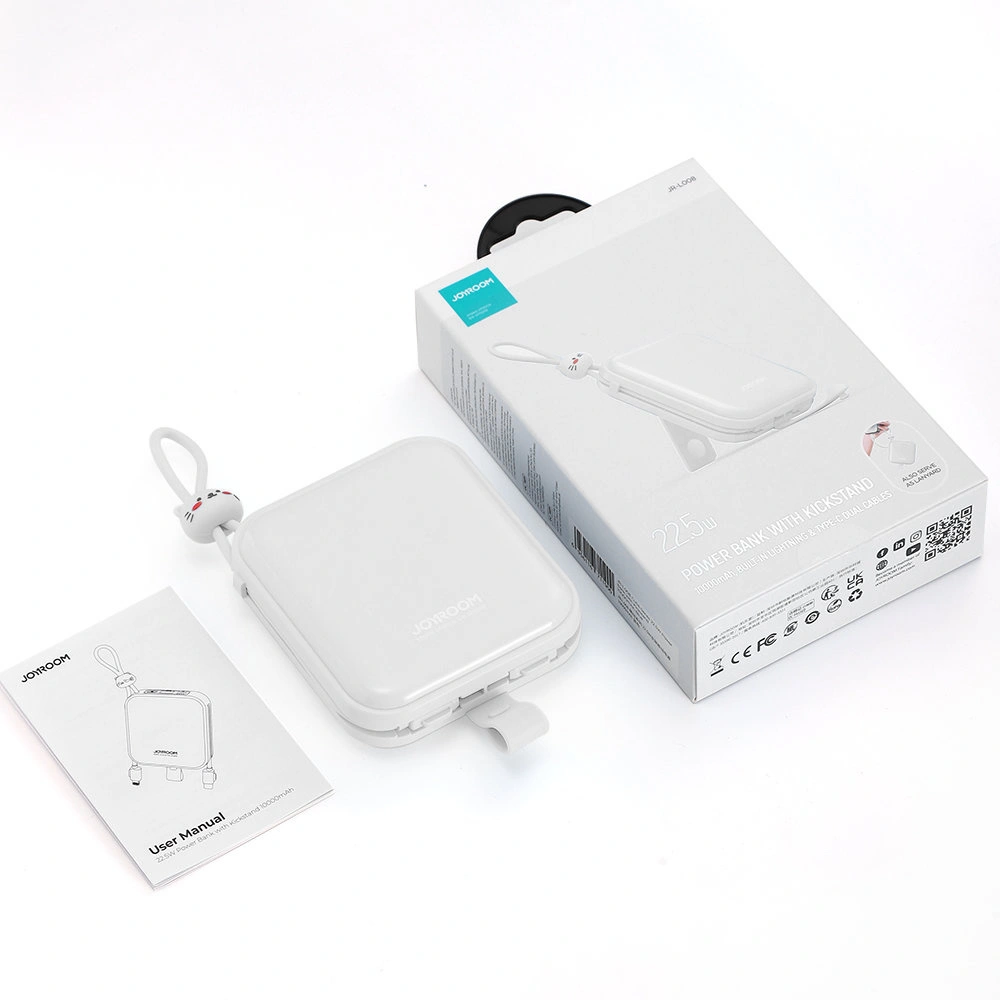 Hurtownia GSM - Powerbank Joyroom JR-L008 Cutie Series 10000mAh 22.5W állvány + USB-C és Lightning kábelek fehér - JYR615 - {ean13} - Hurt