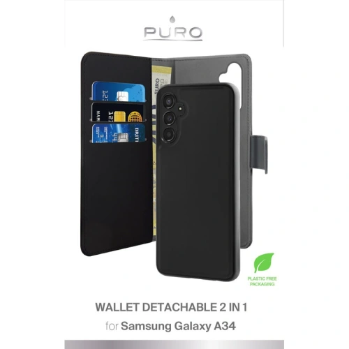 Etui PURO Wallet Detachable 2w1 Samsung Galaxy A34 5G (czarny)