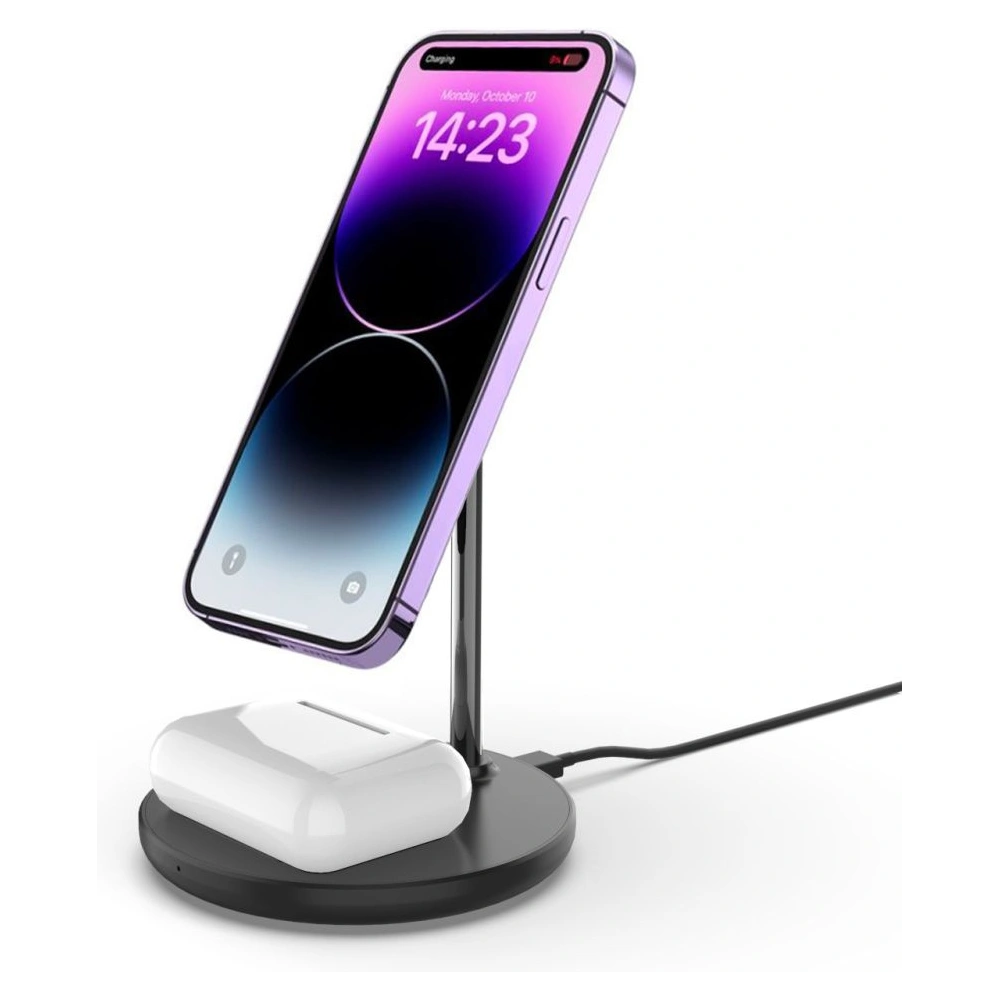 Hurtownia GSM - Încărcător wireless Tech-Protect QI15W-A21 2in1 Magnetic MagSafe Wireless Charger Negru - THP1863 - {ean13} - Hurt