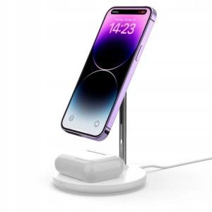 Hurtownia GSM - Vezeték nélküli töltő Tech-Protect QI15W-A21 2in1 Magnetic MagSafe vezeték nélküli töltő fehér - THP1864 - {ean13} - Hurt