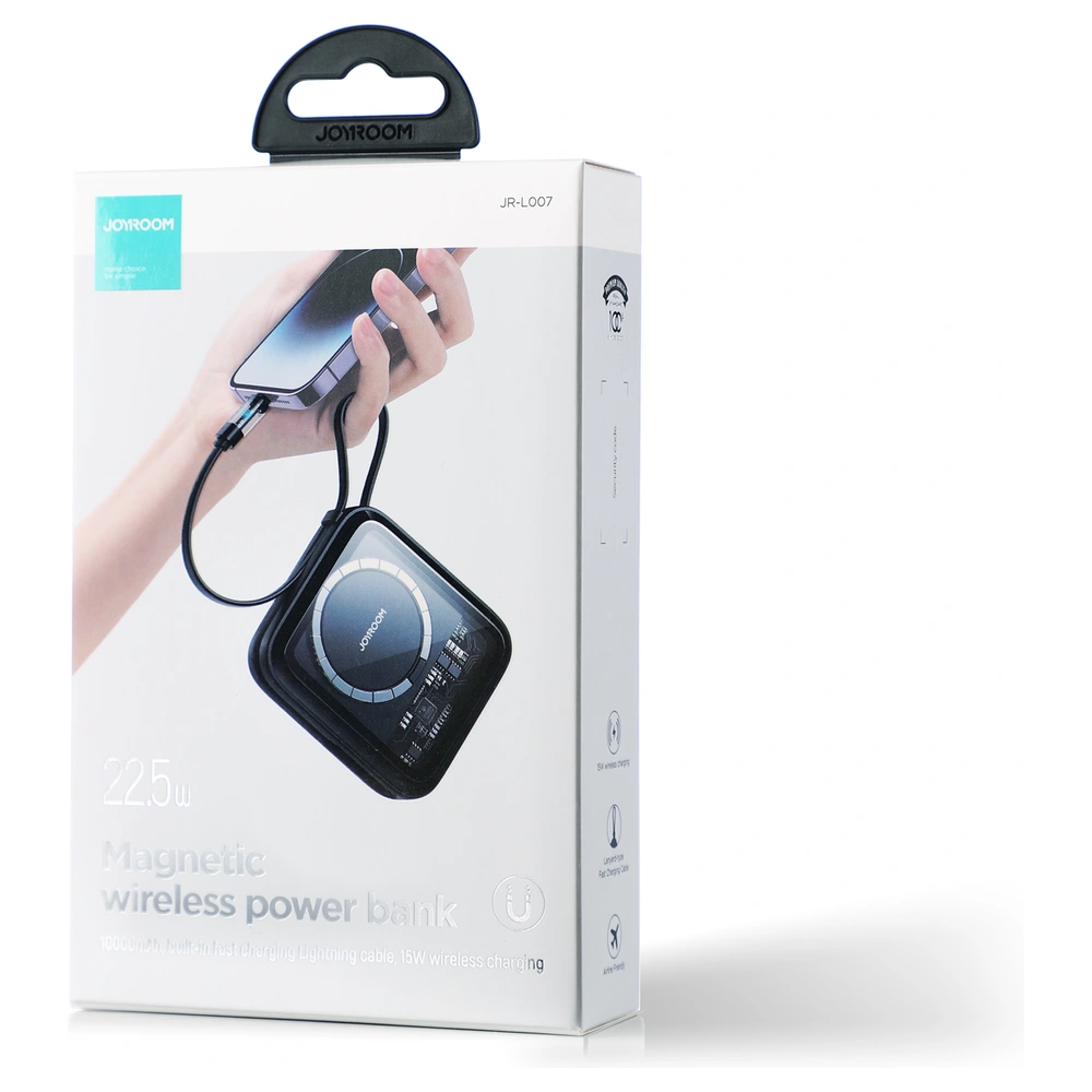 Hurtownia GSM - Vezeték nélküli töltésű Powerbank Joyroom JR-L007 Icy Series 10000mAh 22.5W + fekete Lightning kábel - JYR630 - {ean13} - Hurt