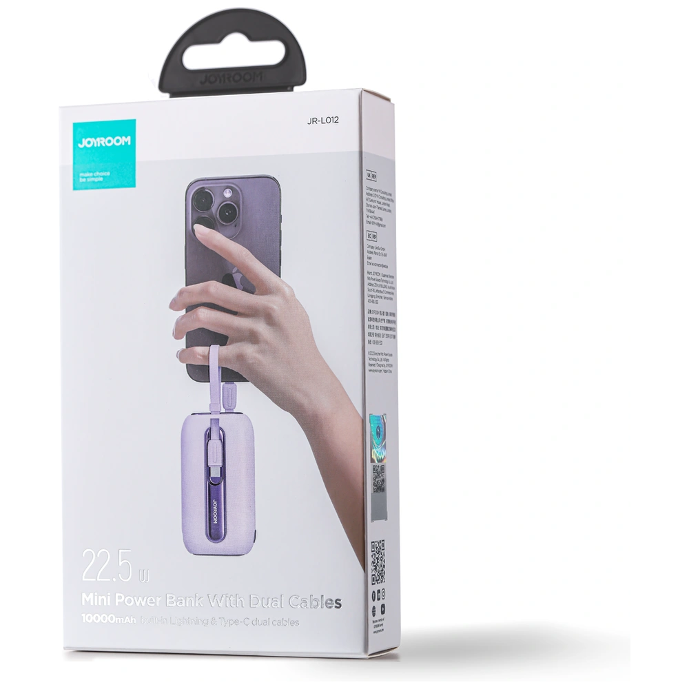 Hurtownia GSM - Powerbank Joyroom JR-L012 Farbige Serie 10000mAh 22.5W+ USB-C und Lightning Kabel lila - JYR635 - {ean13} - Hurt