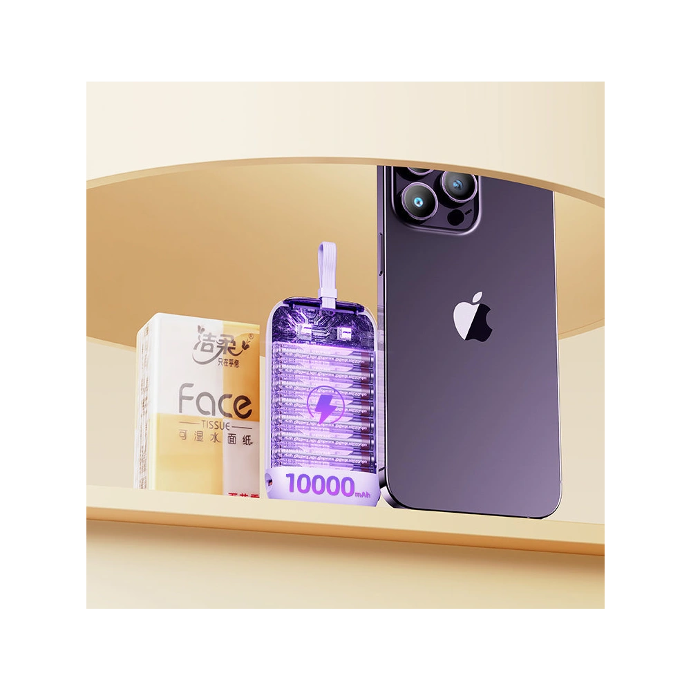 Hurtownia GSM - Powerbank Joyroom JR-L012 Színes Sorozat 10000mAh 22.5W+ USB-C és Lightning kábel lila - JYR635 - {ean13} - Hurt