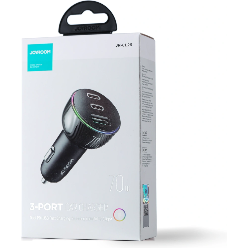 Hurtownia GSM - Autós töltő Joyroom JR-CL26 70W 2x USB-C, 1x USB-A fekete - JYR636 - {ean13} - Hurt