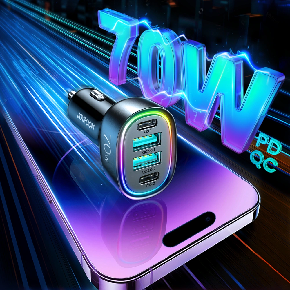 Hurtownia GSM - Autós töltő Joyroom JR-CL29 70W 2x USB-C, 2x USB-A fekete - JYR637 - {ean13} - Hurt