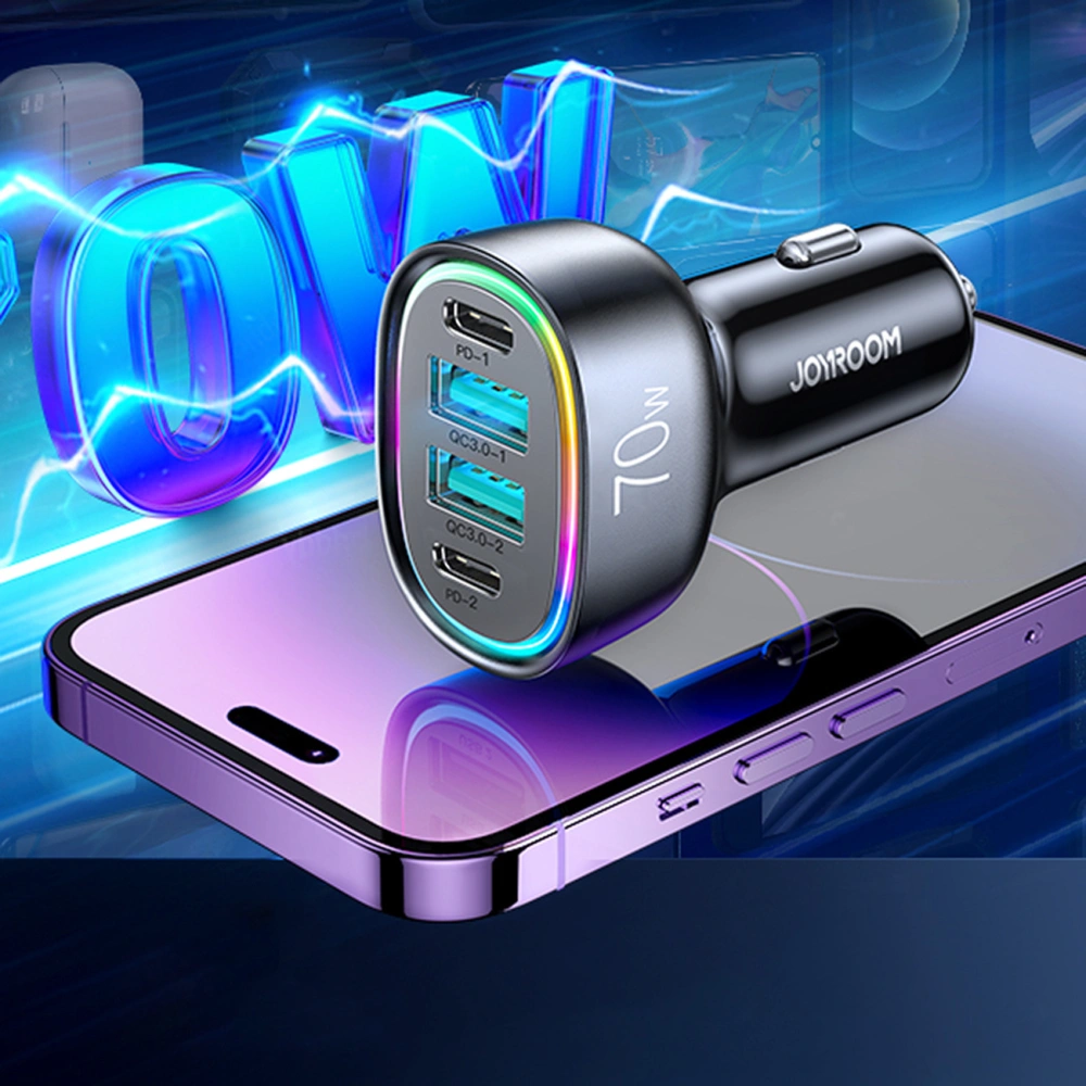 Hurtownia GSM - Automobilová nabíječka Joyroom JR-CL29 70W 2x USB-C, 2x USB-A černá - JYR637 - {ean13} - Hurt