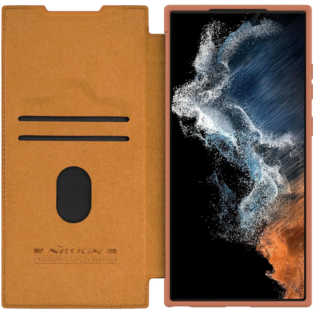 Hurtownia GSM - Etui Nillkin Qin Leather Pro Samsung Galaxy S23 Ultra hnědé - NLK1011 - {ean13} - Hurt