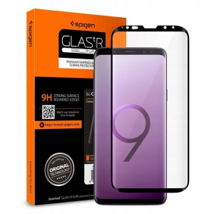 Gehärtetes Glas Spigen GLAS.tR Case Friendly Galaxy S9+ Plus Schwarz