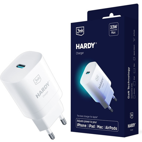 3MK Distributor - 5903108492386 - 3MK4699 - Power Charger 3MK Hardy GaN Charger for Apple 33W Power Delivery USB-C - B2B homescreen