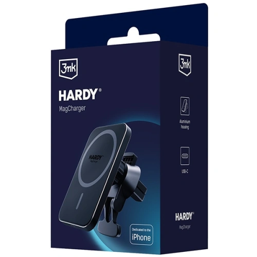 Uchwyt samochodowy z ładowaniem bezprzewodowym dla Apple MagSafe 3MK Hardy MagCharger 15W