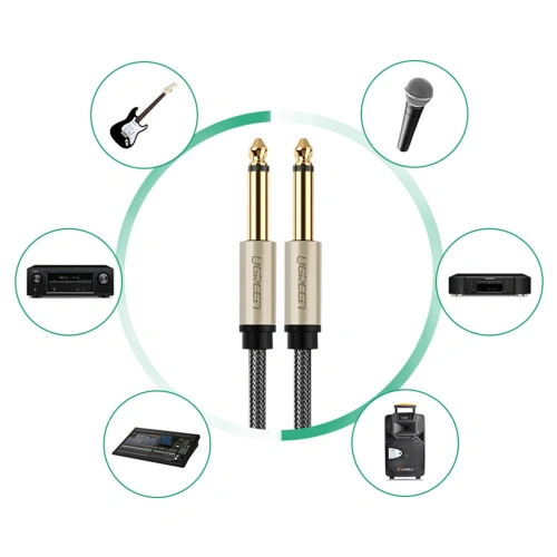 Kabel UGREEN AV128 mono TS jack 6,35mm - jack 6,35mm 5m szary