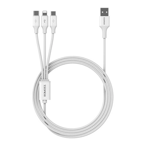 Kabel USB Romoss CB251V 3w1 USB-A/USB-C - Lightning - microUSB 3.5A 1.2m (biały)