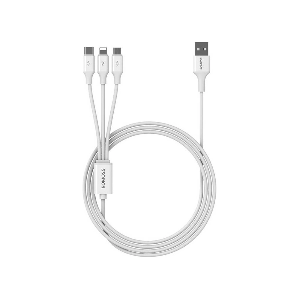Hurtownia GSM - Cablu USB Romoss CB251V 3w1 USB-A/USB-C - Lightning - microUSB 3.5A 1.2m (alb) - ROM51 - {ean13} - Hurt