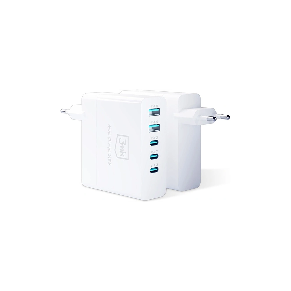 Hurtownia GSM - Síťová nabíječka 3MK HyperCharger GaN 140W 3xUSB-C + 2xUSB, PD+QC - 3MK4705 - {ean13} - Hurt