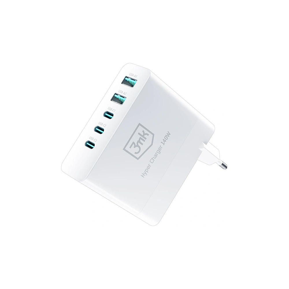 Hurtownia GSM - Ładowarka sieciowa 3MK HyperCharger GaN 140W 3xUSB-C + 2xUSB, PD+QC - 3MK4705 - {ean13} - Hurt