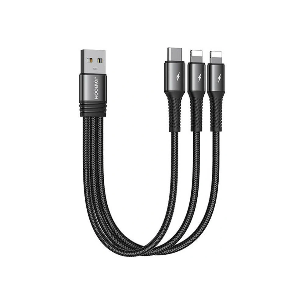 Hurtownia GSM - Kábel Joyroom S-01530G10 3w1 USB-A/USB-C - 2x Lightning 3.5A 0,15m (fekete) - JYR642 - {ean13} - Hurt