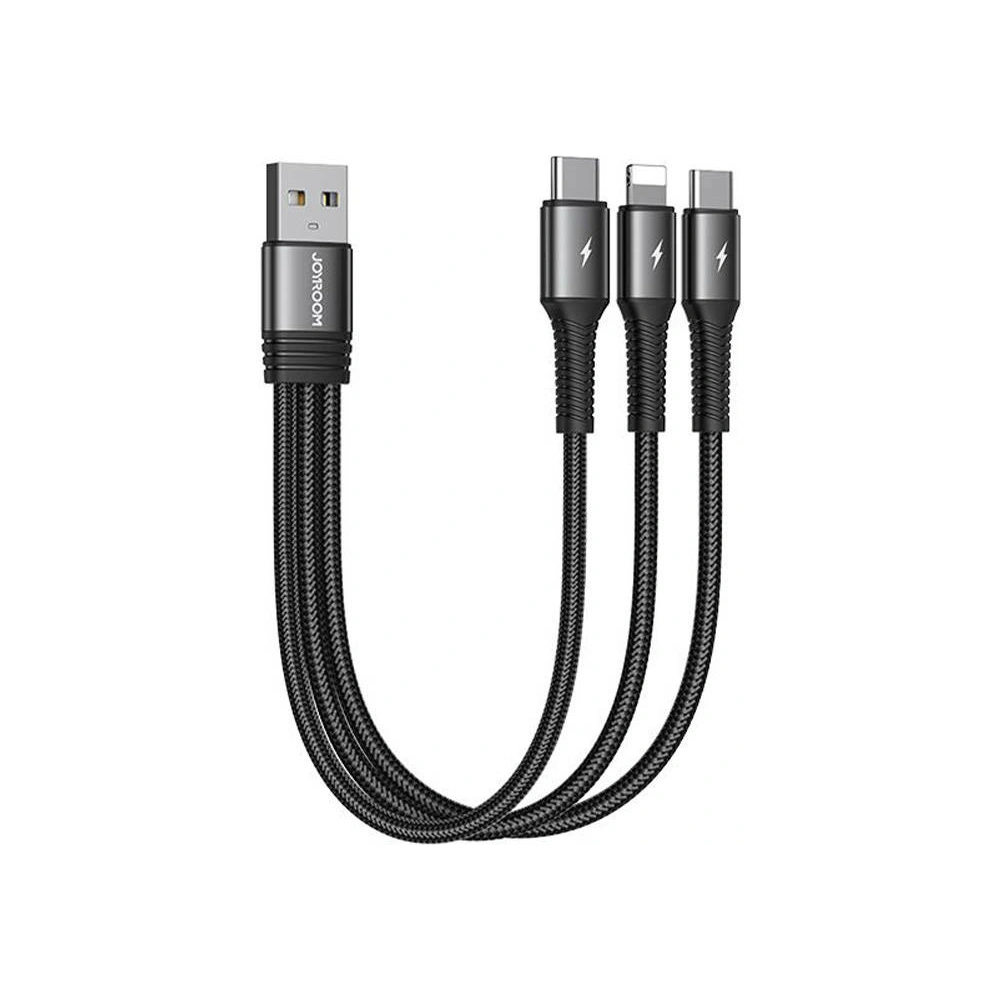 Hurtownia GSM - Cablu Joyroom S-01530G11 3w1 USB-A/2x USB-C - Lightning 3.5A 0,15m (negru) - JYR643 - {ean13} - Hurt