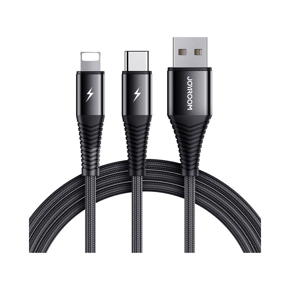 Hurtownia GSM - Cablul Joyroom S-1230G12 2w1 USB-A/USB-C - Lightning 3A 1.2m (negru) - JYR644 - {ean13} - Hurt