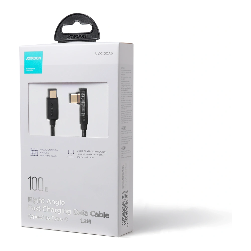 Hurtownia GSM - Kabel winkel Joyroom S-CC100A6 USB-C/USB-C 100W 1,2m schwarz - JYR651 - {ean13} - Hurt