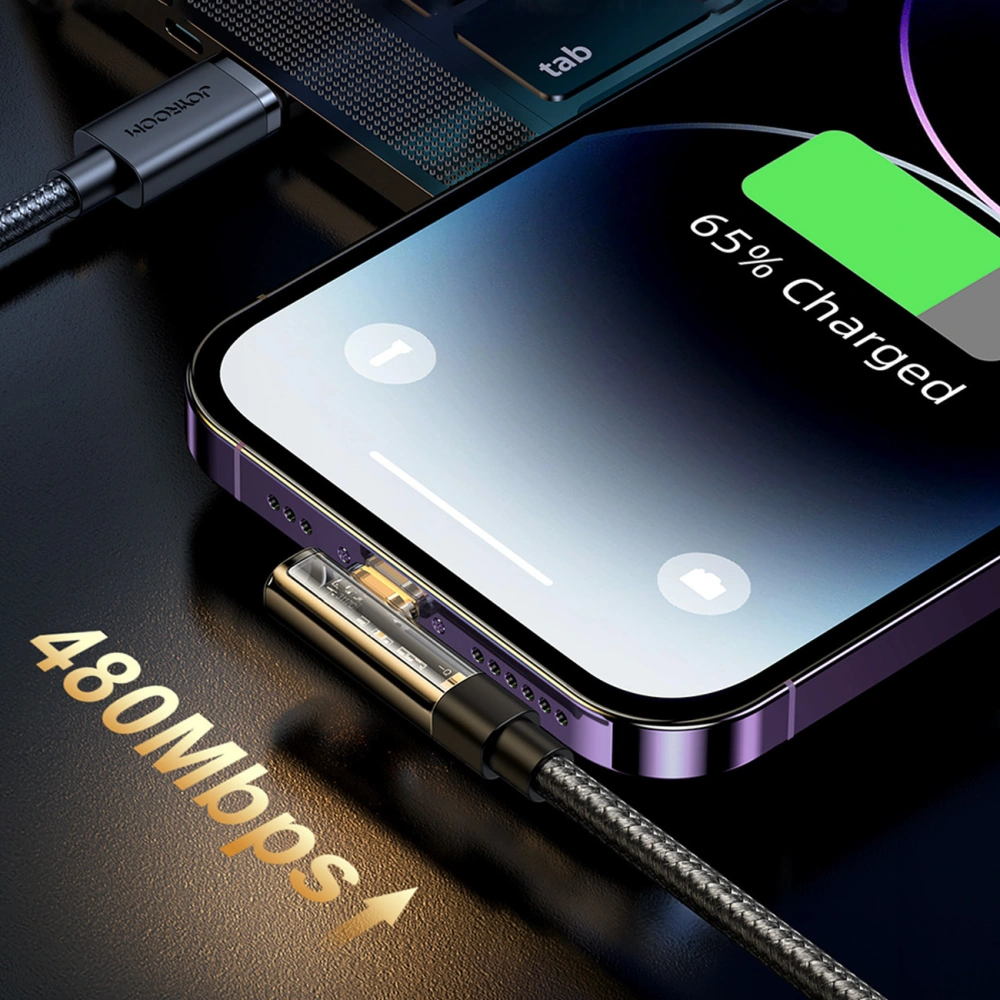 Hurtownia GSM - Könyök kábel Joyroom S-UL012A6 Lightning/USB-A 2.4A 1,2m fekete - JYR653 - {ean13} - Hurt