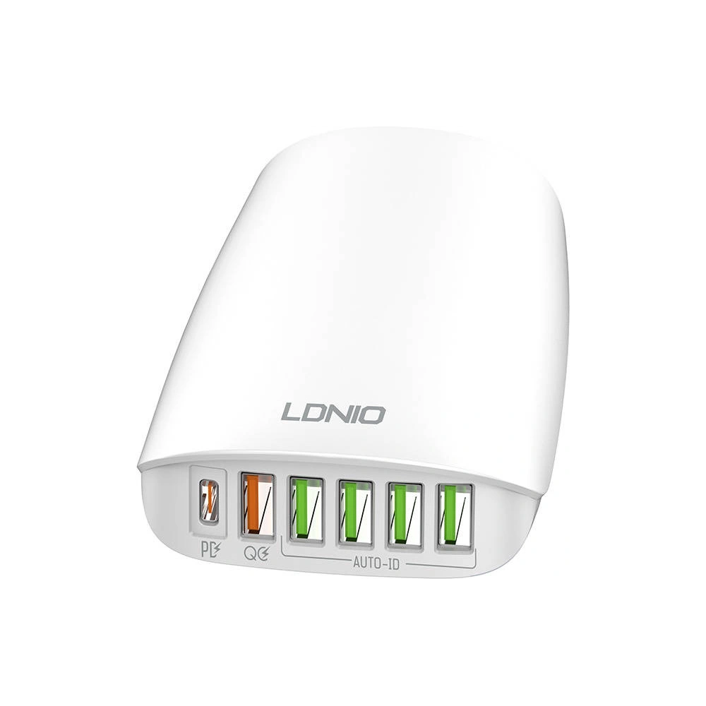 Hurtownia GSM - Ładowarka sieciowa LDNIO A6573C EU 5USB, USB-C 65W + Przewód zasilający - LDN46 - {ean13} - Hurt
