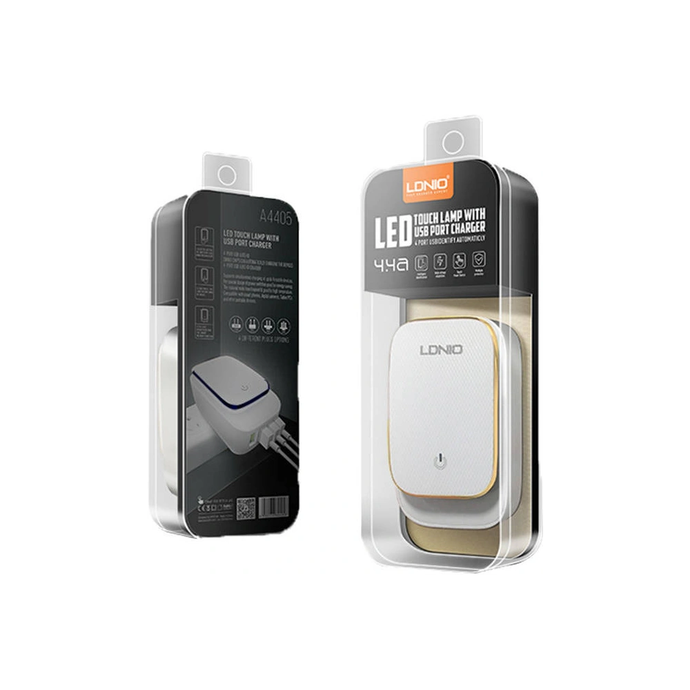 Hurtownia GSM - Încărcător de rețea LDNIO A4405 4USB, Lumină LED + cablu USB-C - LDN47 - {ean13} - Hurt