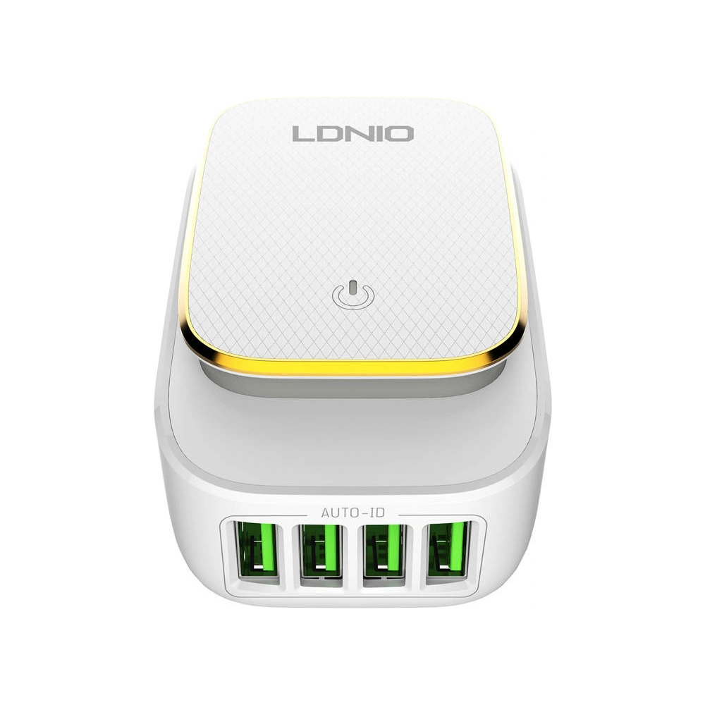 Hurtownia GSM - Hálózati töltő LDNIO A4405 4USB, LED lámpa + Lightning kábel - LDN48 - {ean13} - Hurt