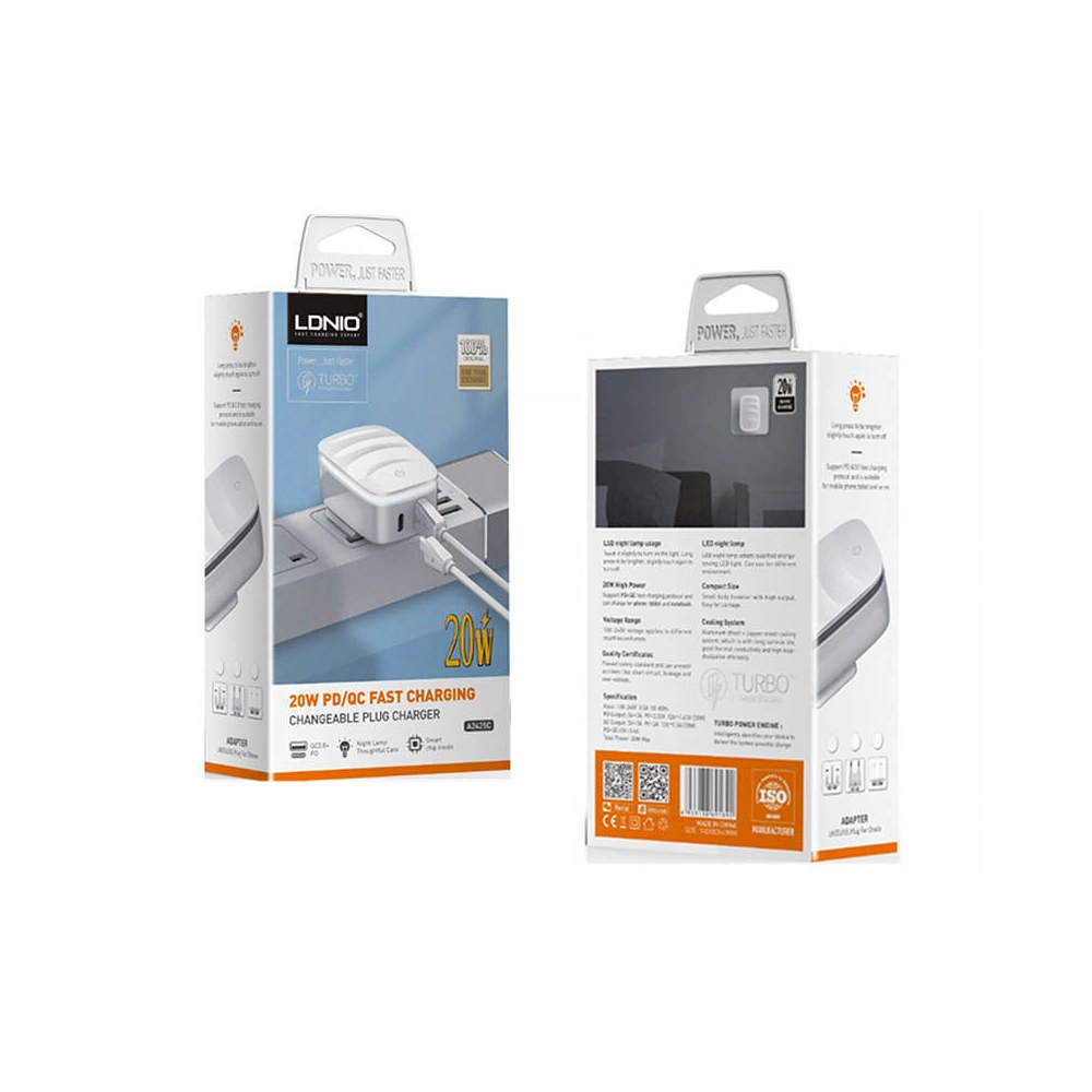 Hurtownia GSM - Netzteil LDNIO A2425C USB, USB-C mit Lampe + microUSB-Kabel - LDN54 - {ean13} - Hurt