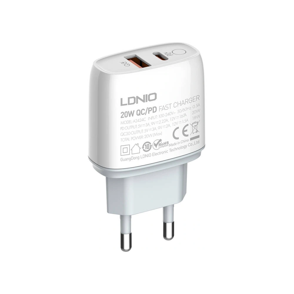 Hurtownia GSM - Netzteil LDNIO A2424C USB, USB-C 20W + USB-C/Lightning Kabel - LDN56 - {ean13} - Hurt