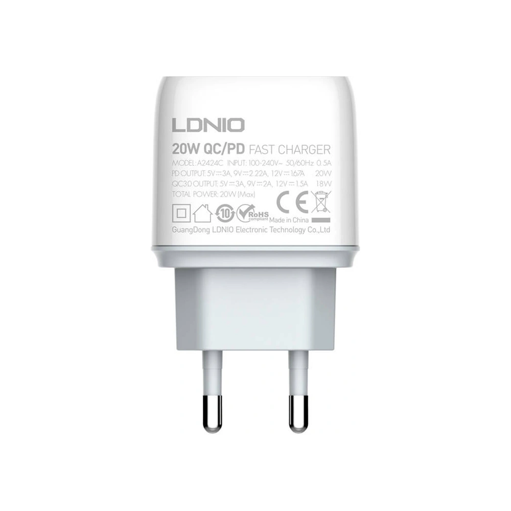 Hurtownia GSM - Netzteil LDNIO A2424C USB, USB-C 20W + USB-C/Lightning Kabel - LDN56 - {ean13} - Hurt