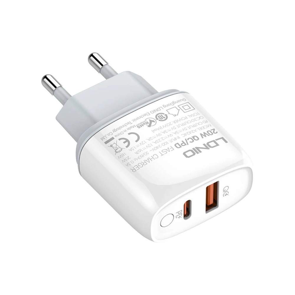 Hurtownia GSM - Netzteil LDNIO A2424C USB, USB-C 20W + USB-C/Lightning Kabel - LDN56 - {ean13} - Hurt