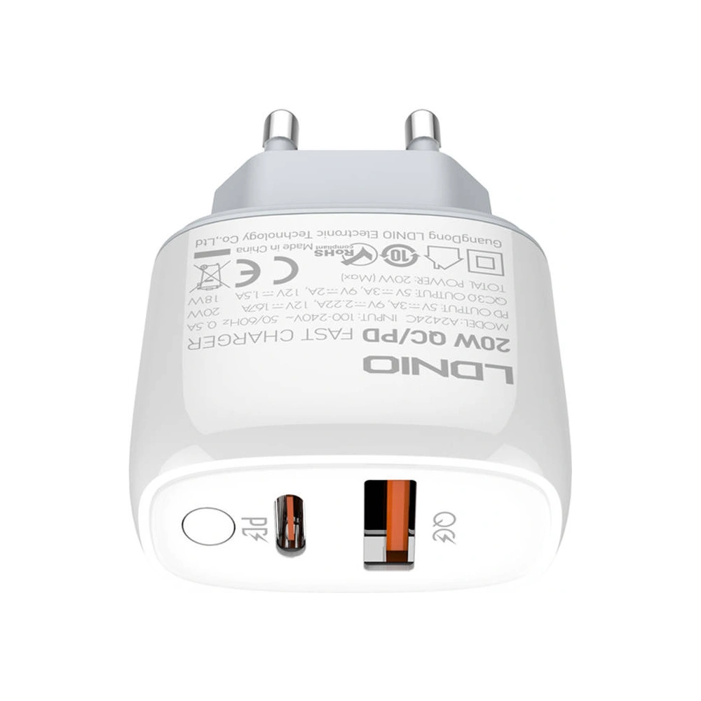 Hurtownia GSM - Netzteil LDNIO A2424C USB, USB-C 20W + USB-C/Lightning Kabel - LDN56 - {ean13} - Hurt