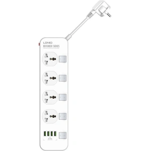 Wholesale Power strip with 4 AC outlets, 4x USB, LDNIO SC4408, 2500W (white) - LDN71 - {ean13} - Hurt